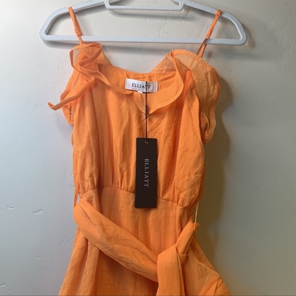 Elliate Maldives Ruffle Asymmetric Maxi Dress in Mango | Tangerine - Picture 6 of 12